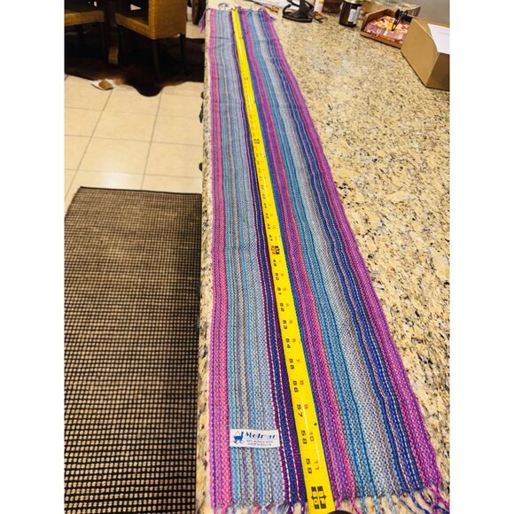 Vintage Melman Alpaca Wool Scarf Boho Pastel Rainbow Striped Fringe Bohemian - Picture 5 of 6